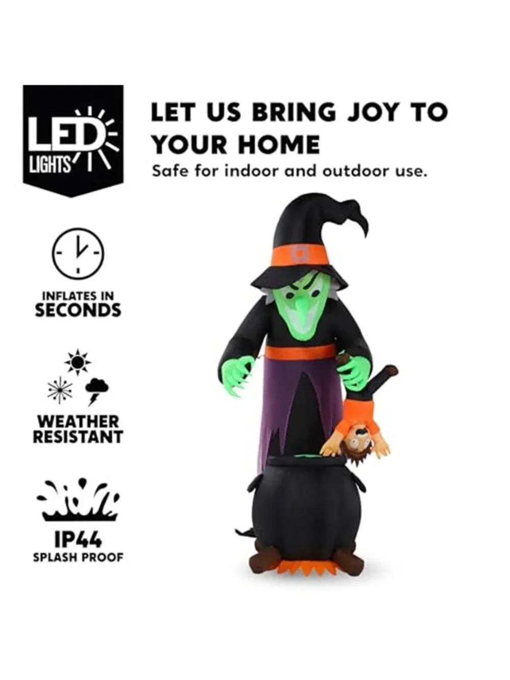 JOYIN 7FT Halloween Witch Animated Inflatable Decoration Witch Swinging Child